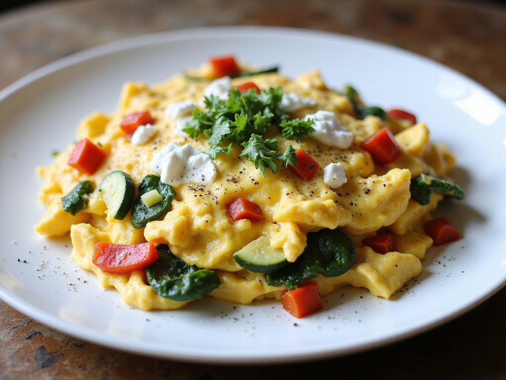 Huevos revueltos con verduras keto