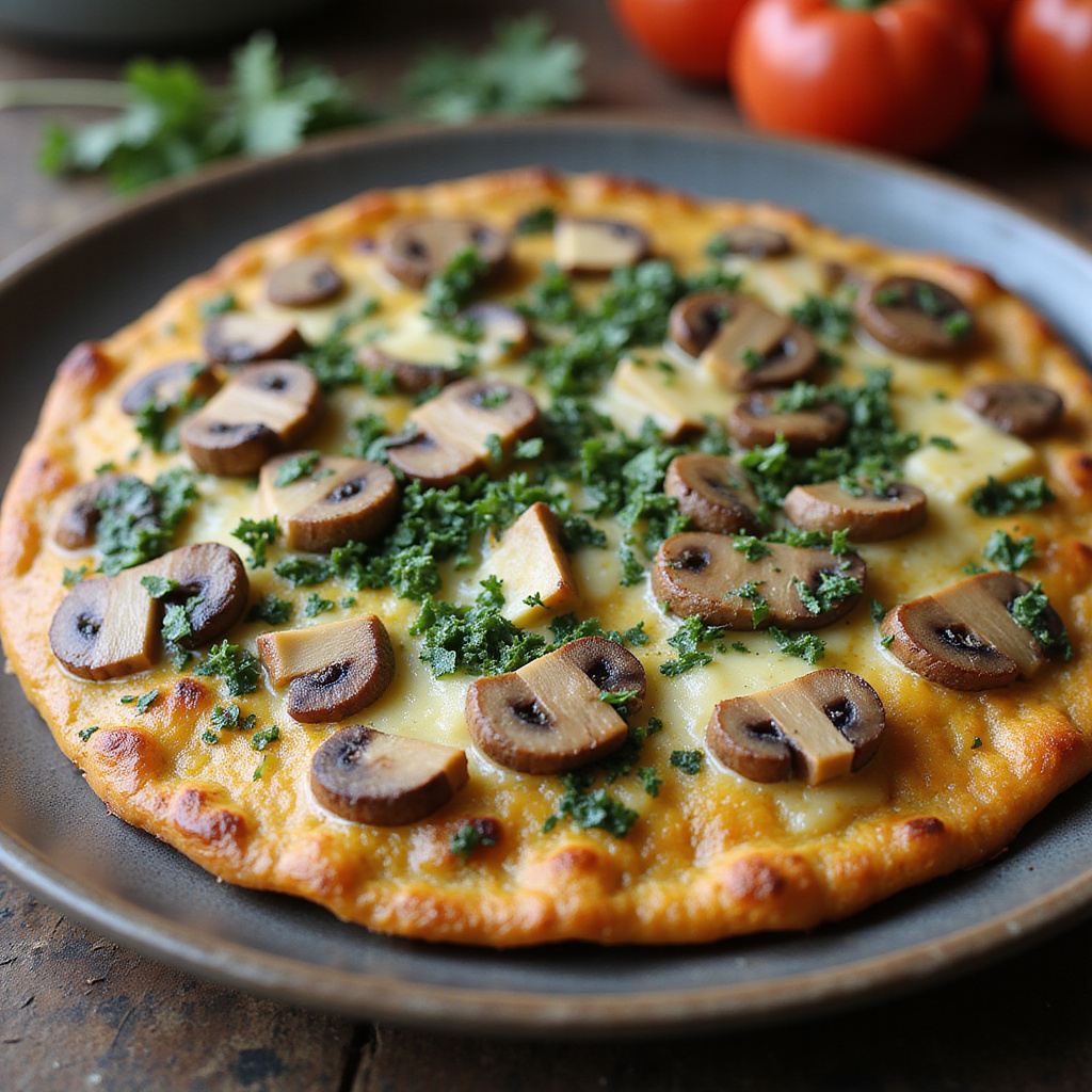 Tortilla de Champiñones y Espinacas con Queso de Cabra Keto