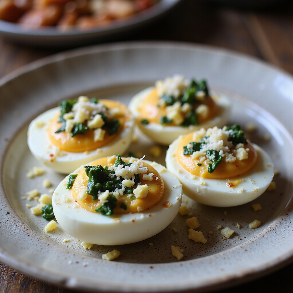 Huevos Rellenos de Queso y Espinacas Keto