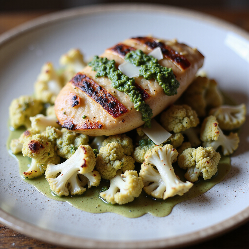 Pollo al Pesto con Coliflor Keto