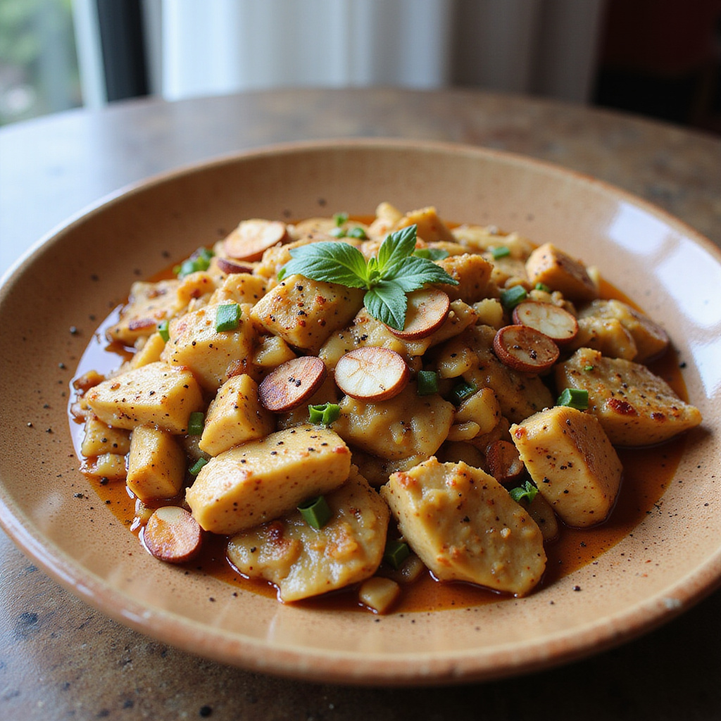 Grelos Salteados con Pollo y Almendras Keto
