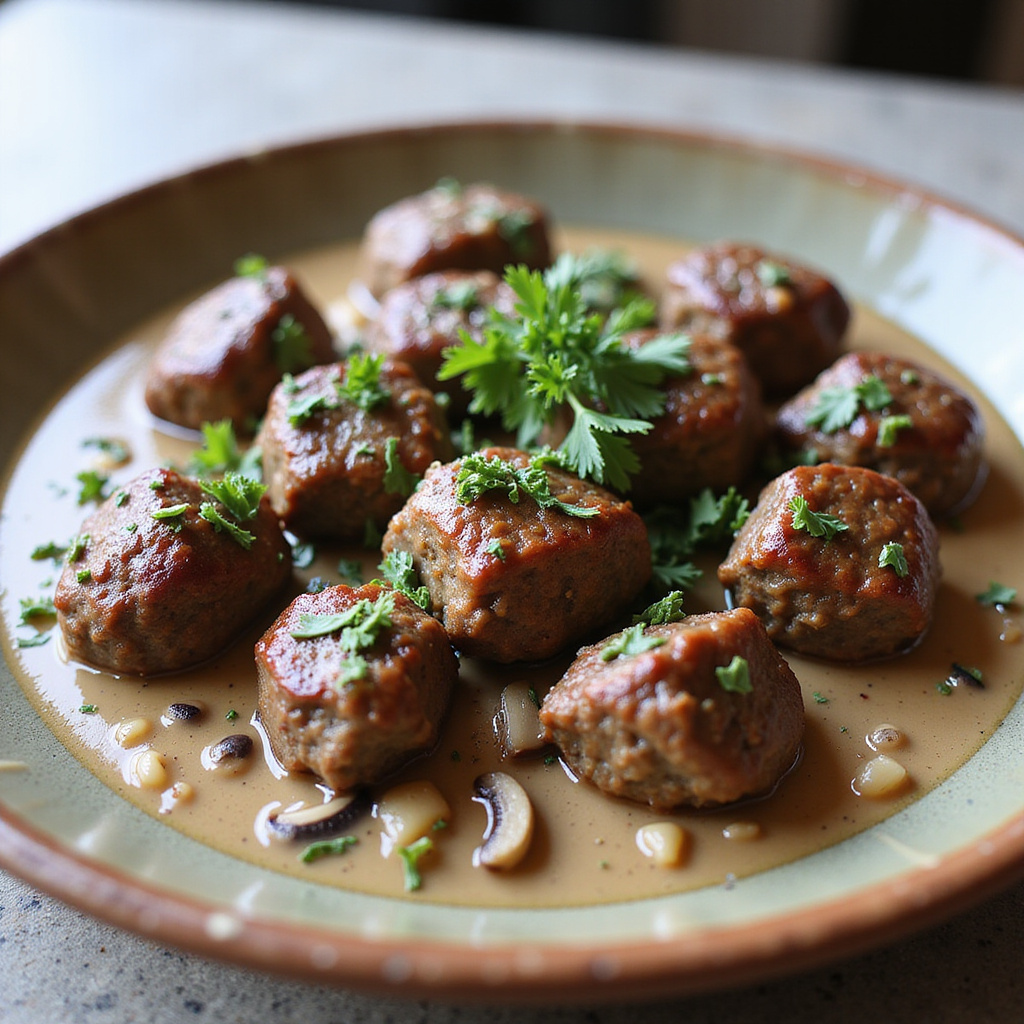 Albóndigas de Ternera con Salsa de Champiñones Keto