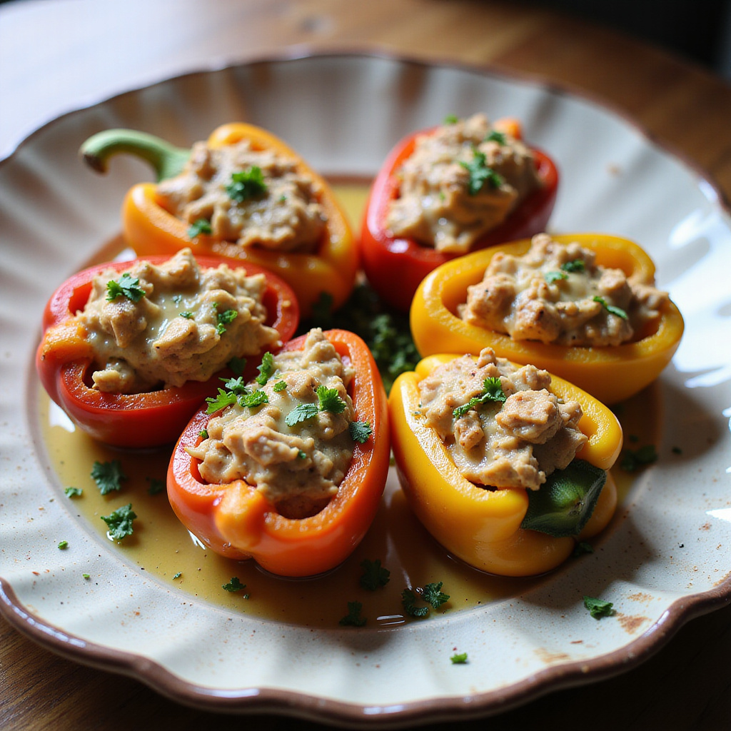 Pimientos de Colores Rellenos de Queso y Pollo Keto