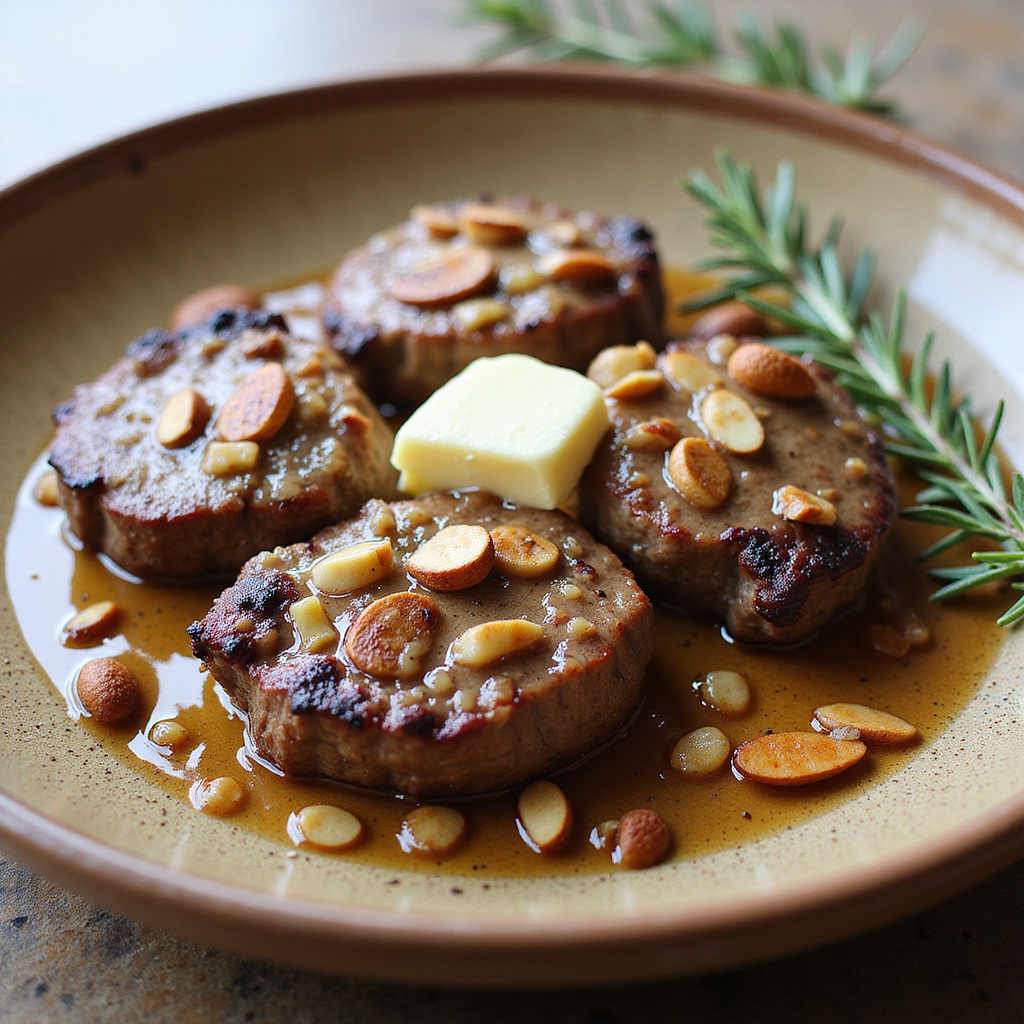 Tournedos de Lomo de Cordero con Salsa de Romero y Almendras