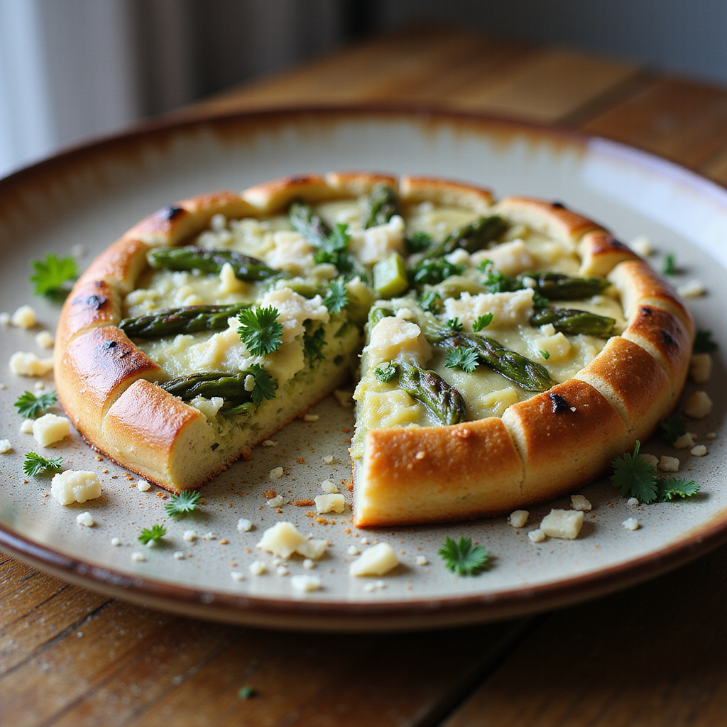 Tarta de Alcachofas y Espárragos con Queso Keto