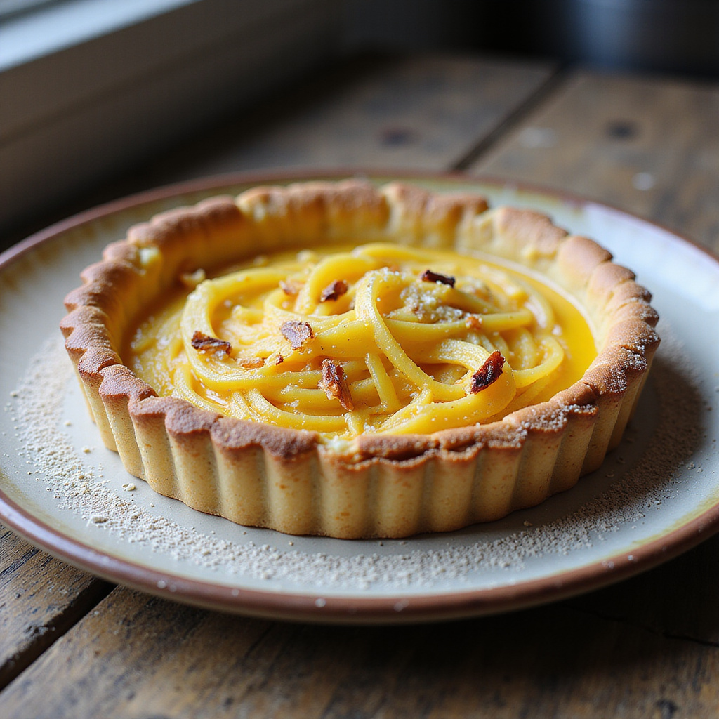 Tarta de Calabaza Espagueti y Crema de Almendras