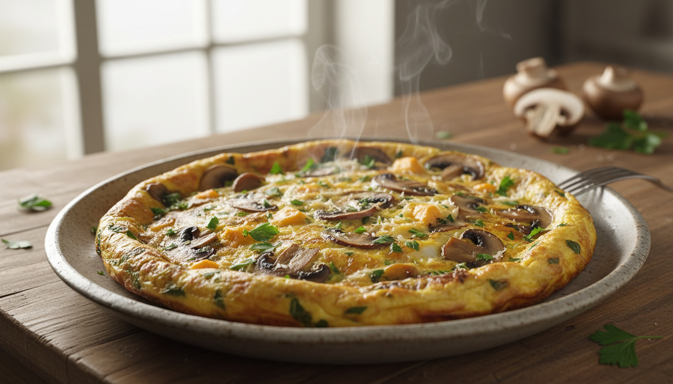 Tortilla de Espinacas y Queso con Champiñones Keto