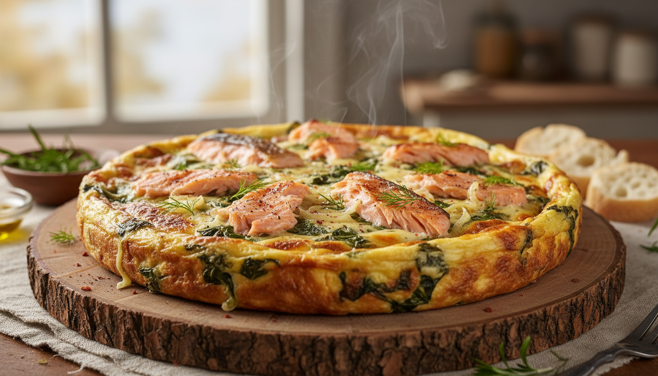 Torta de Queso y Espinacas con Salmón