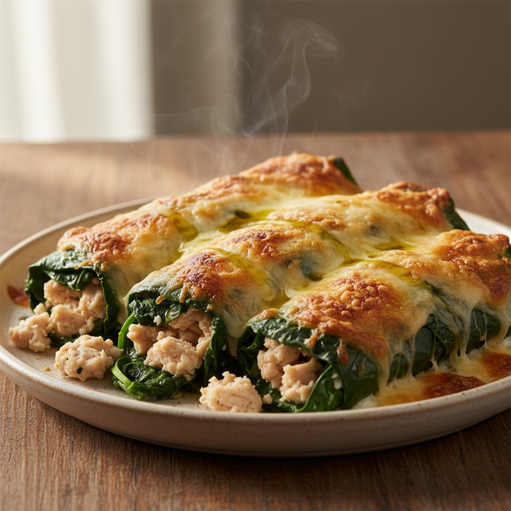 Canelones de Pollo y Queso Keto