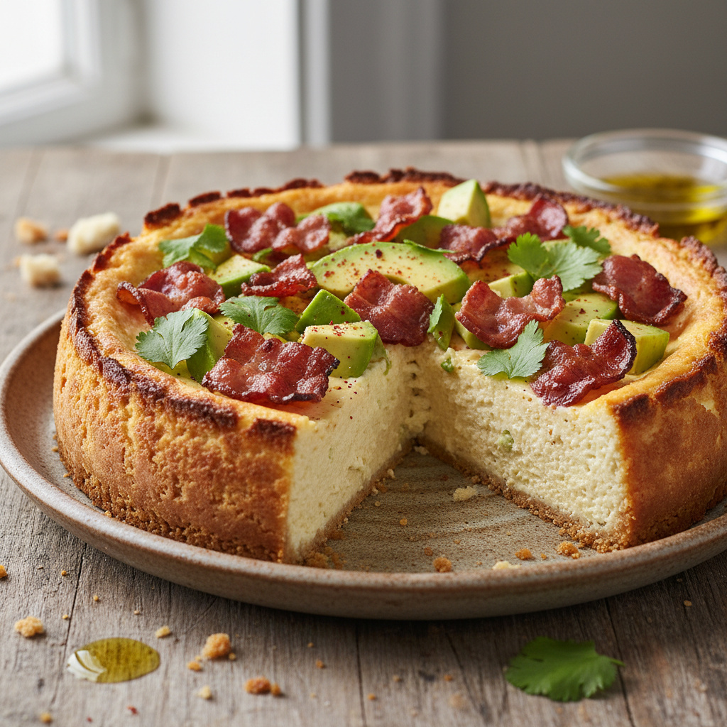 Torta de Queso y Aguacate con Tocino Keto