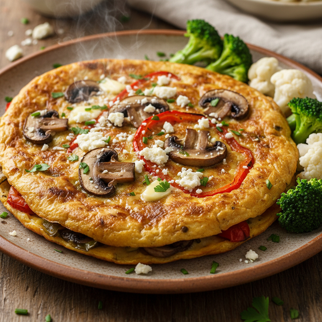 Tortilla de Verduras de Temporada con Queso Fresco Keto