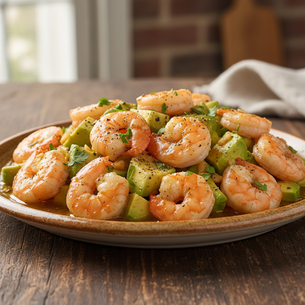 Camarones al Ajillo con Aguacate Keto