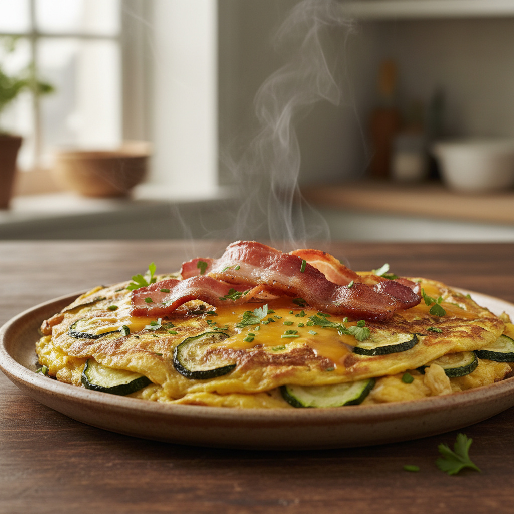 Tortilla de Calabacín y Queso con Tocino Keto