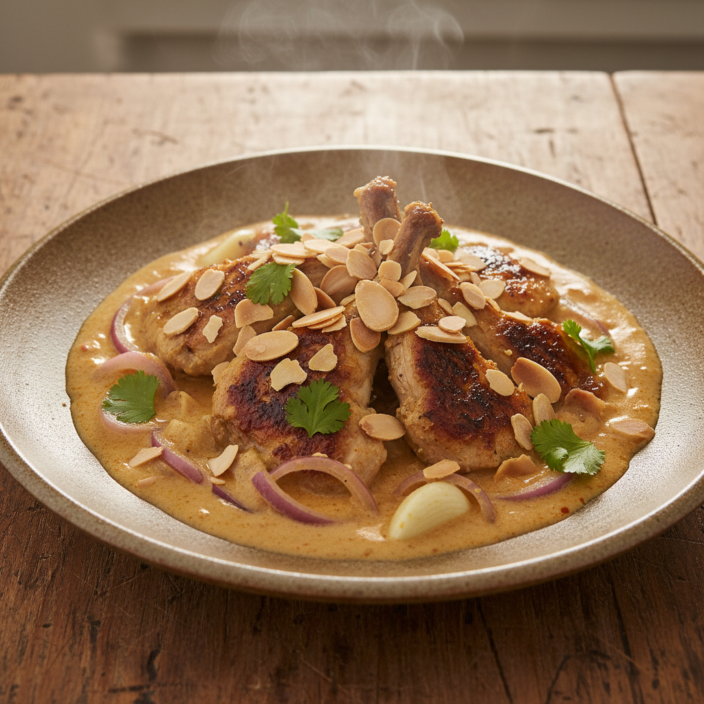 Conejo al Curry con Coco y Almendras Keto