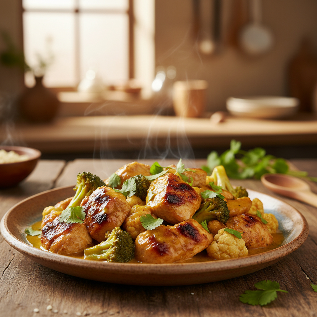 Pavo al Curry con Verduras de Temporada Keto