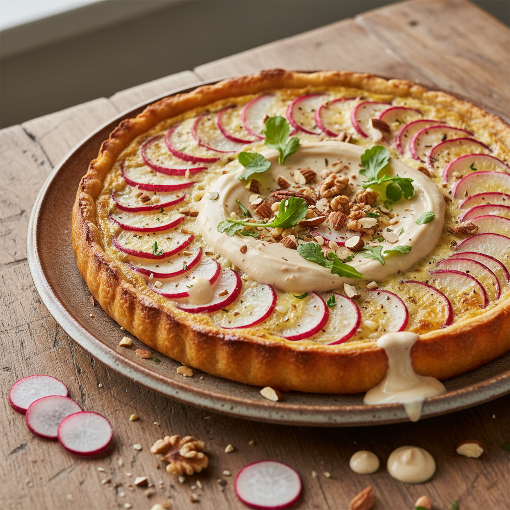 Tarta de Rábanos y Nabos con Crema de Almendras Keto