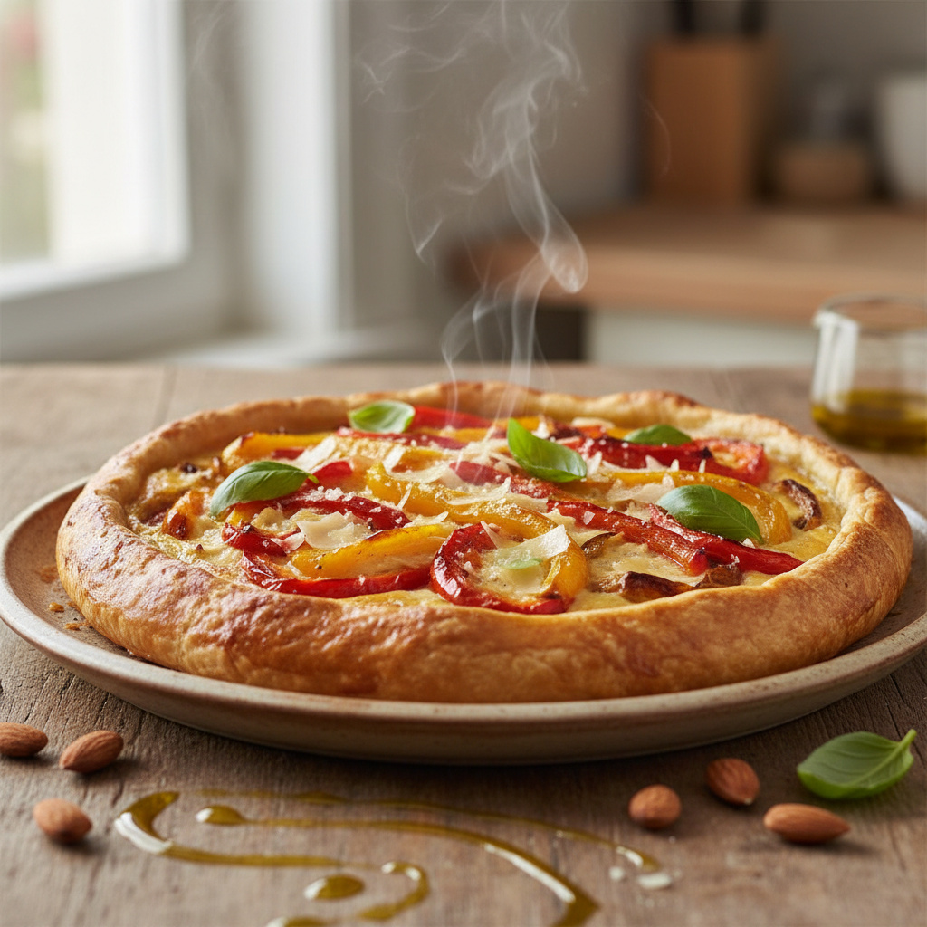 Tarta de Pimientos de Colores y Crema de Almendras