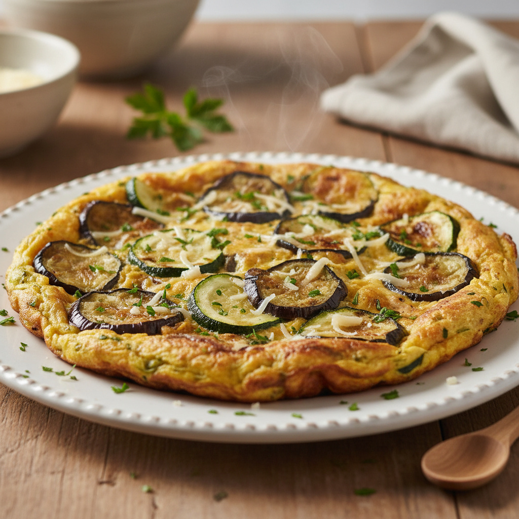 Tortilla de Berenjena y Calabacín con Queso Keto