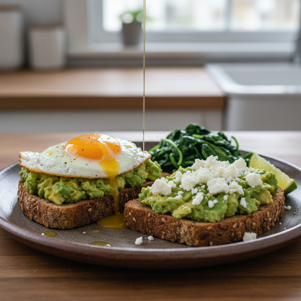 Tostada de Aguacate y Huevo con Espinacas Keto