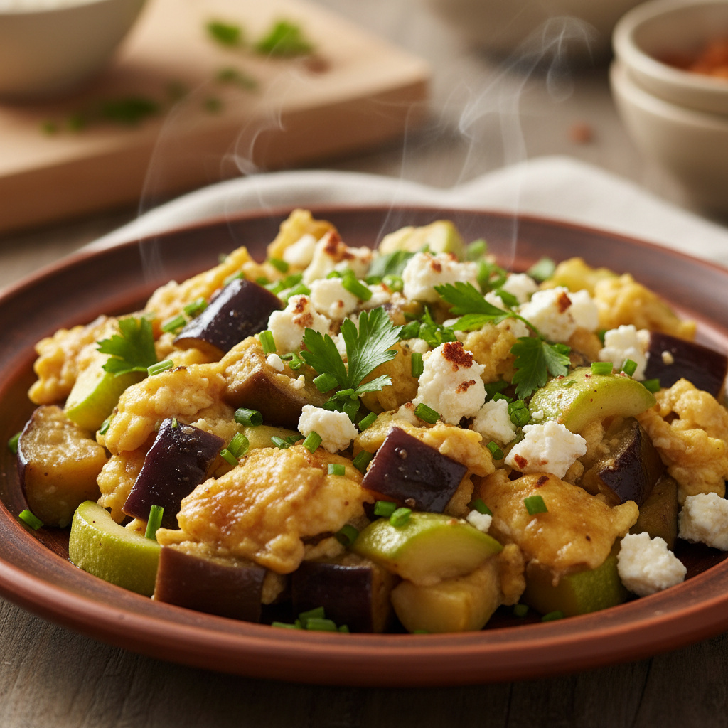 Berenjena y Calabacín Revueltos Keto