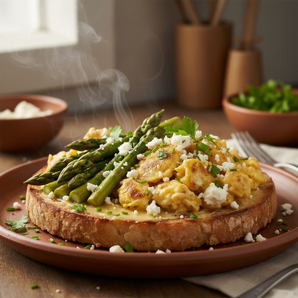 Tostada de Espárragos Frescos con Huevo y Queso Keto