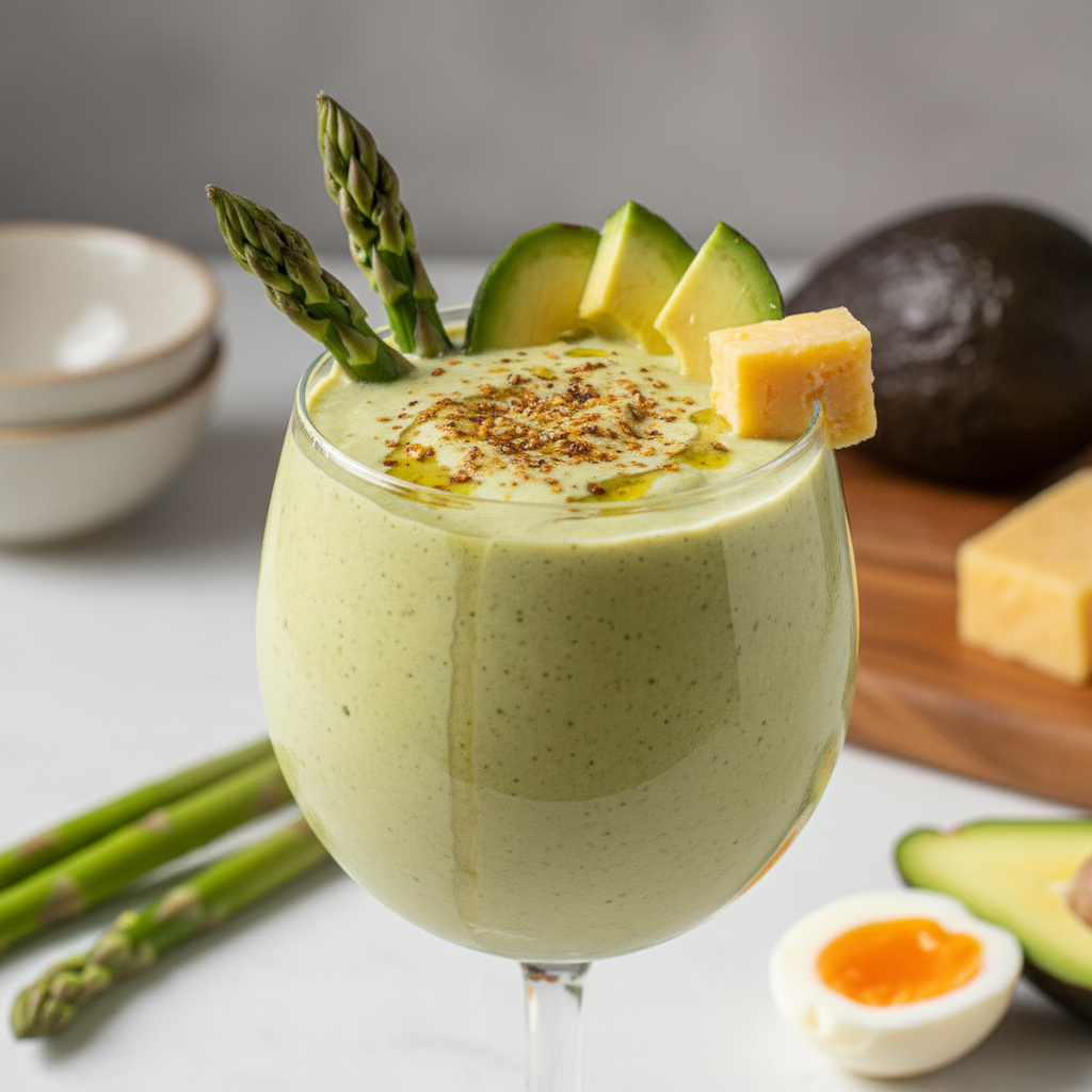 Batido de Aguacate y Espárragos con Huevo y Queso Keto