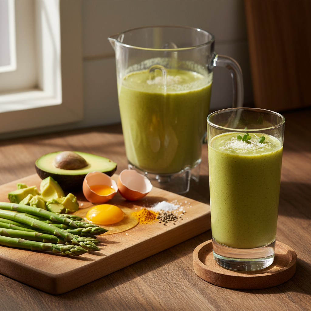 Batido de Espárragos Frescos con Aguacate y Huevo