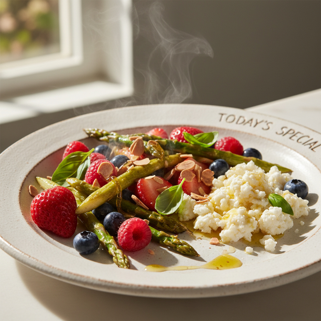 Frutas con Espárragos Frescos y Queso de Cabra Keto