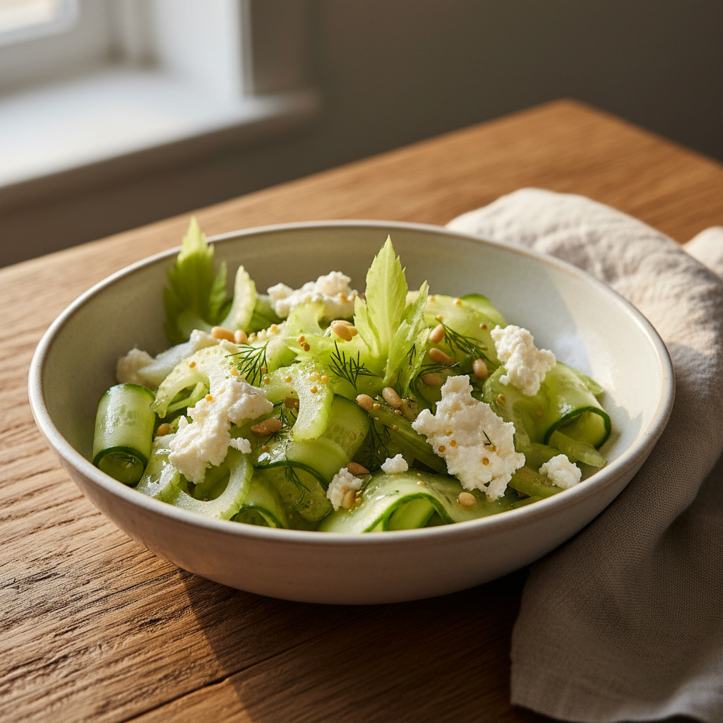Ensalada de Apio y Pepino con Queso de Cabra