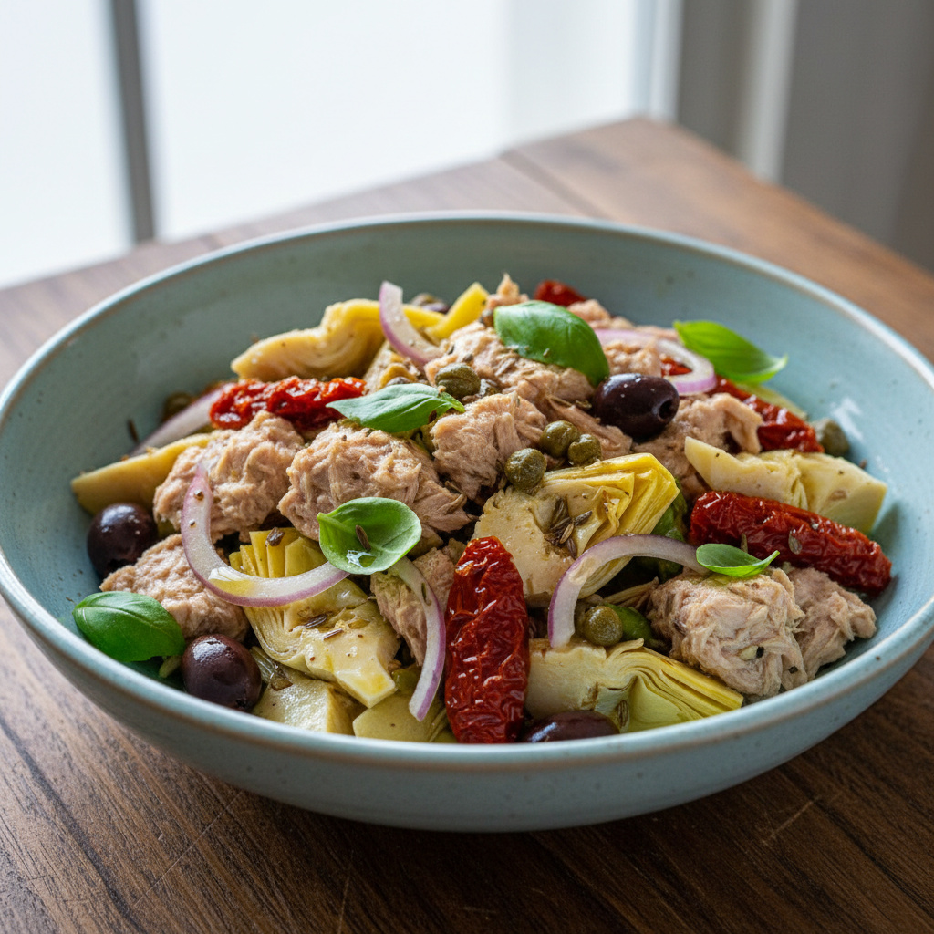 Ensalada de Atún con Alcachofas y Tomates Deshidratados Keto