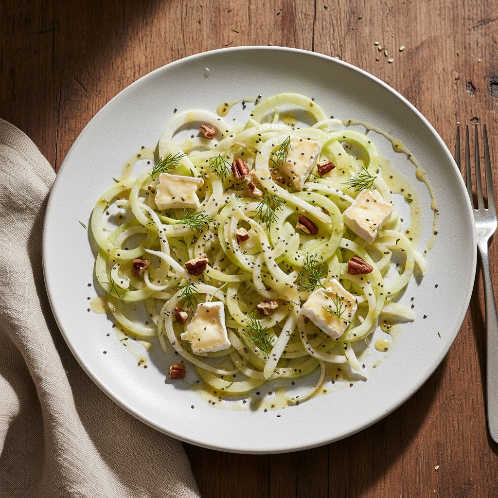 Ensalada de Hinojo y Chirivía con Queso Brie y Nueces