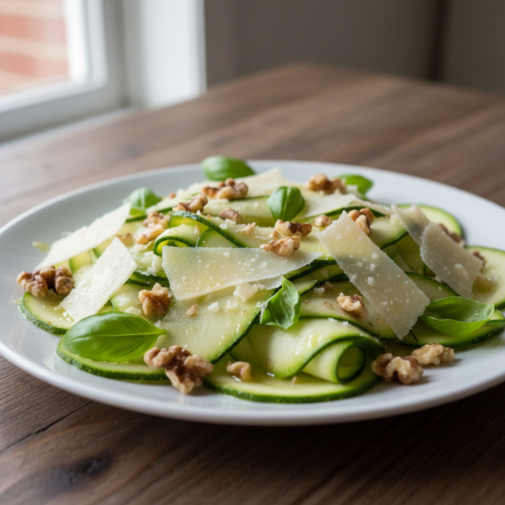 Carpaccio de Calabacín con Queso Parmesano y Nueces