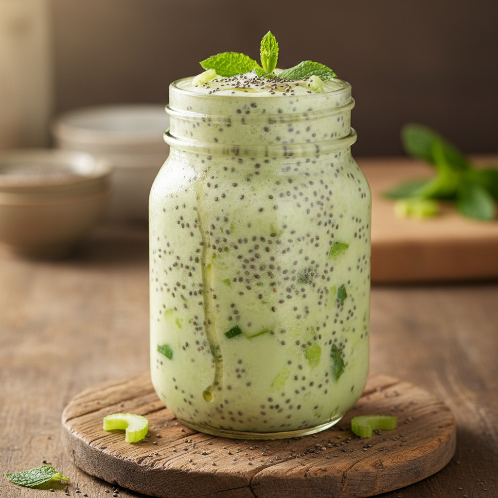 Cremoso Batido de Apio y Pepino con Coco