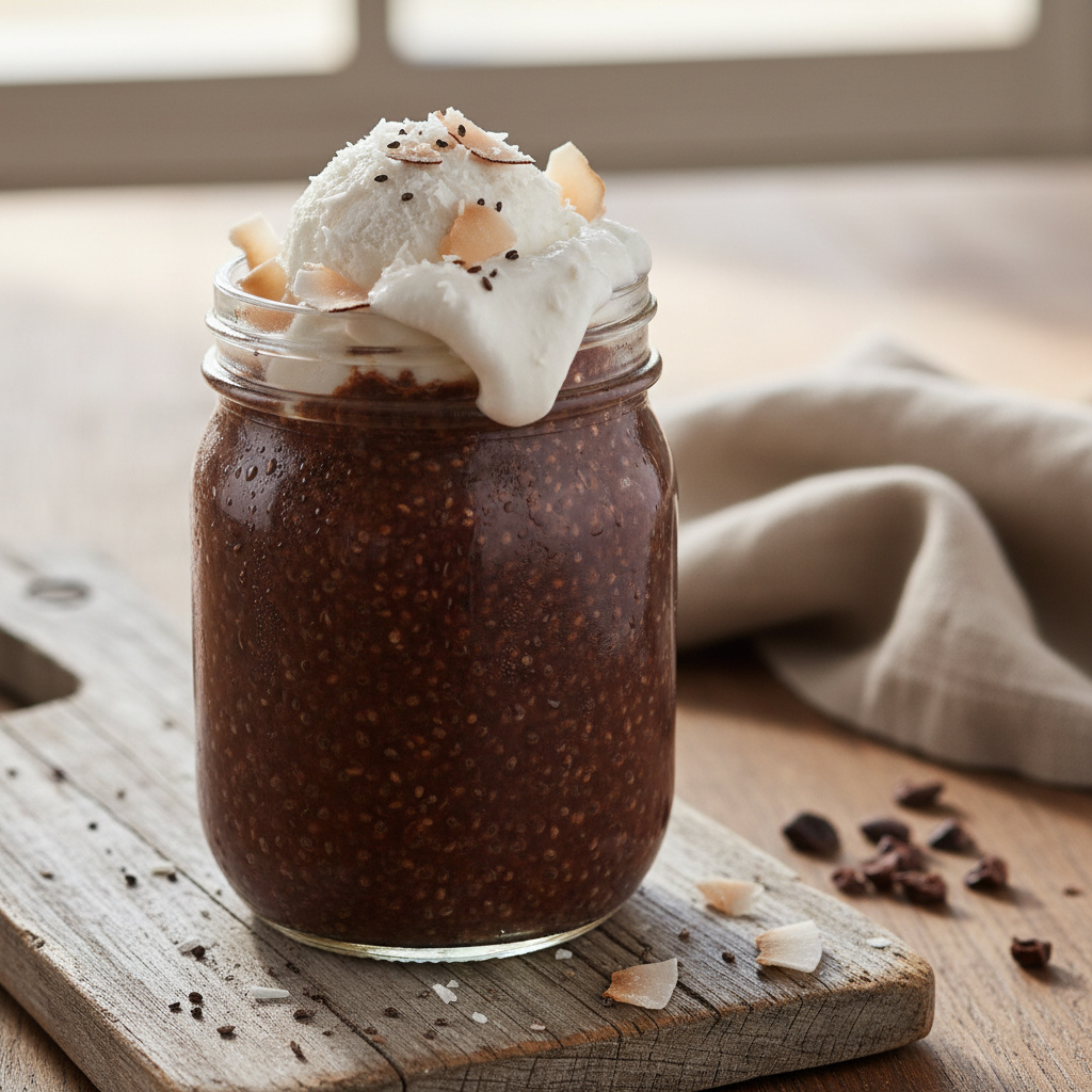 Pudding de Chía y Cacao con Crema de Coco