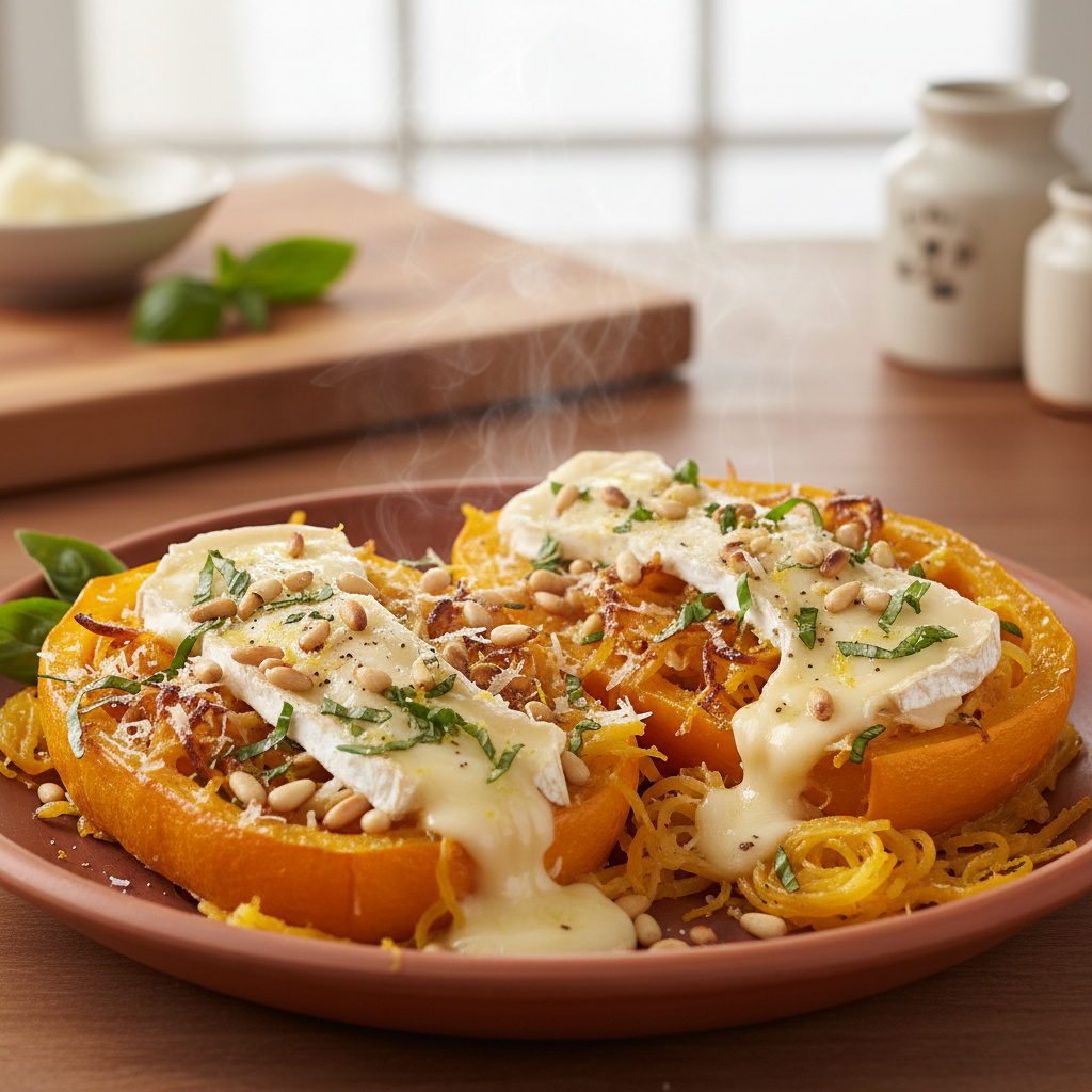 Rollitos de Calabaza Espagueti con Queso Brie y Albahaca