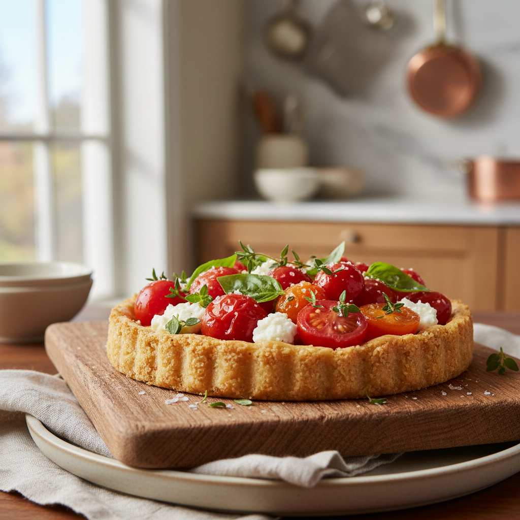 Tartaleta de Tomates Cherry y Hierbas con Queso de Cabra
