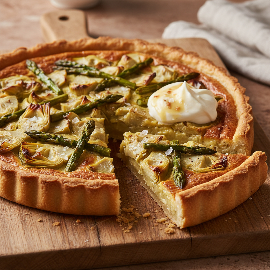 Tarta de Alcachofa y Espárragos Keto