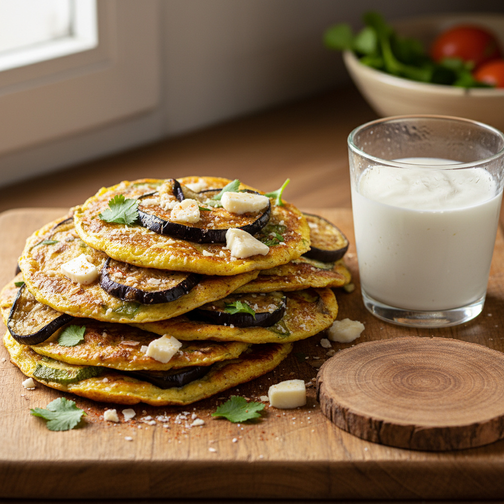 Tortillas con berenjena y calabacín