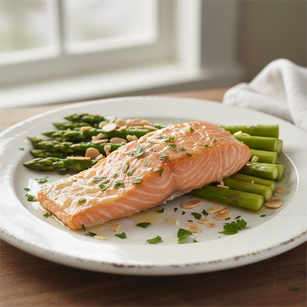 Salmón al Mantequilla de Limón con Espárragos