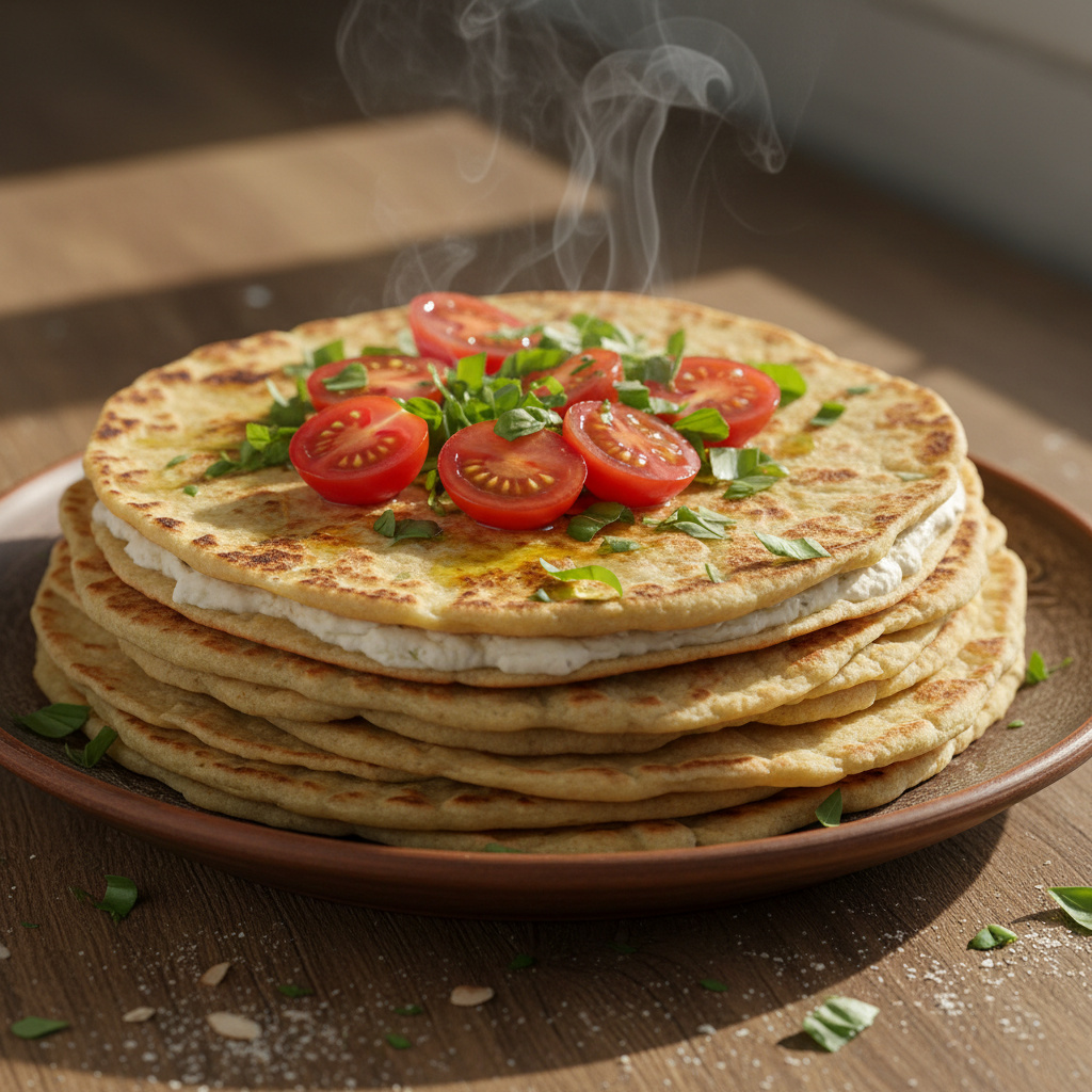 Tortillas de Almendra con Tomates Cherry y Hierbas