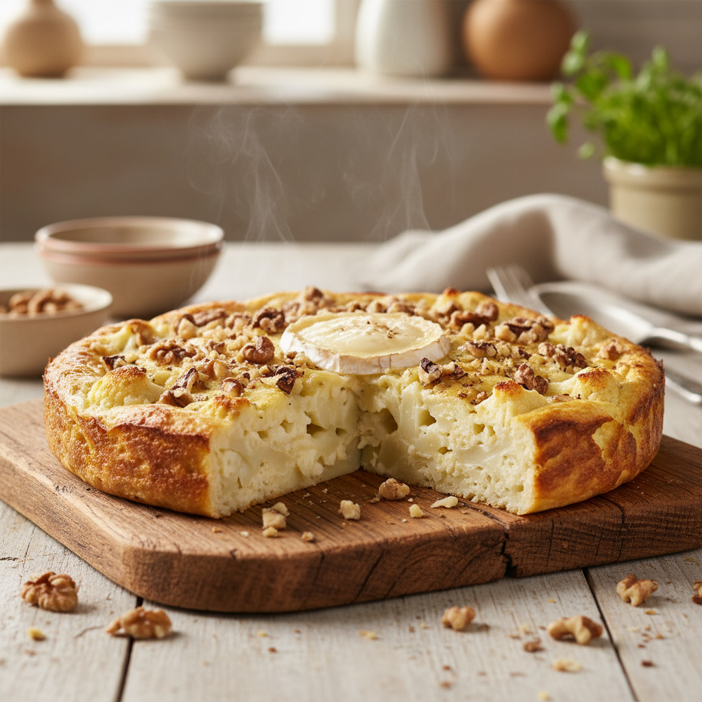 Torta de Coliflor y Queso de Cabra con Nueces Keto