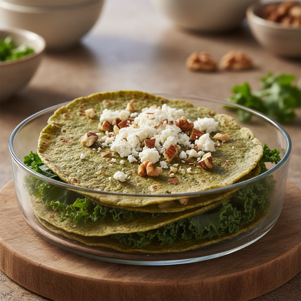 Tortillas de Col Rizada con Queso de Cabra y Nueces