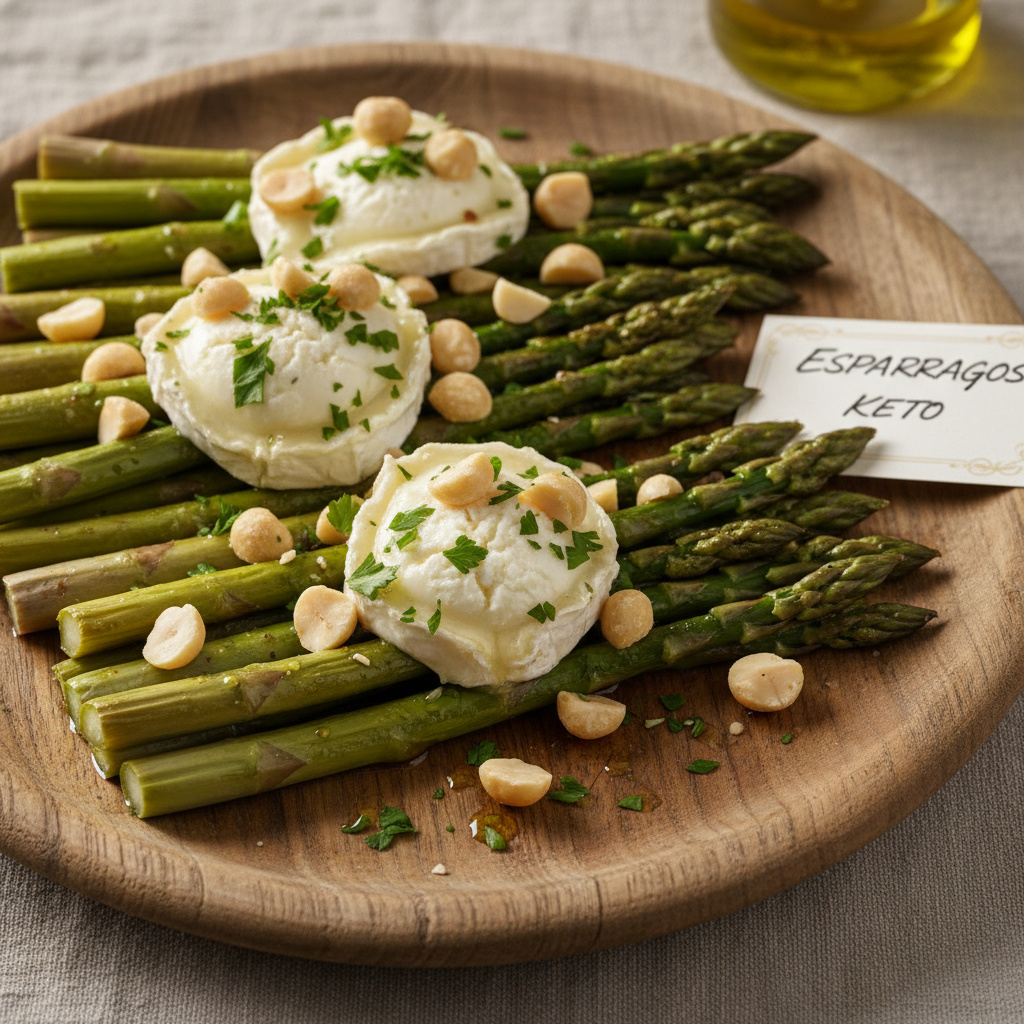 Espárragos al Horno con Queso de Cabra y Nueces Keto