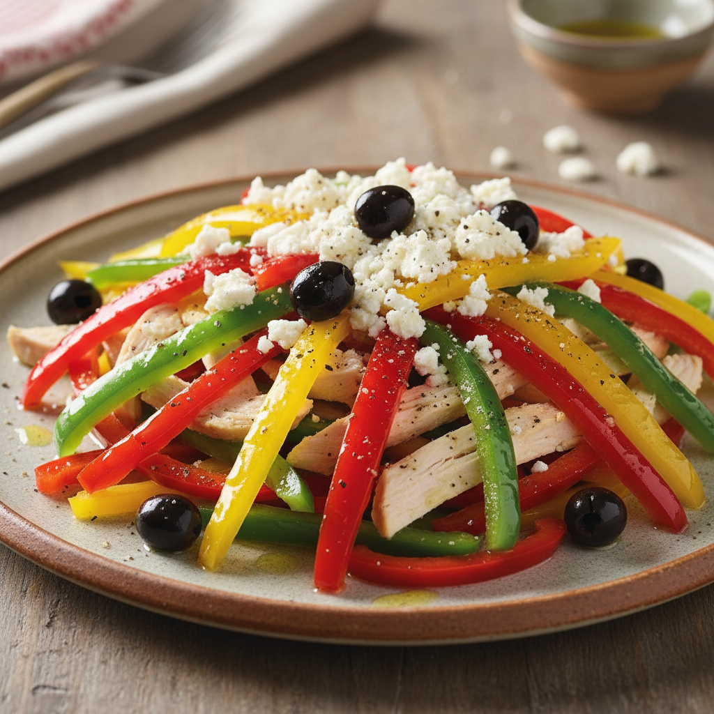 Ensalada Fría de Pimientos de Colores con Pollo