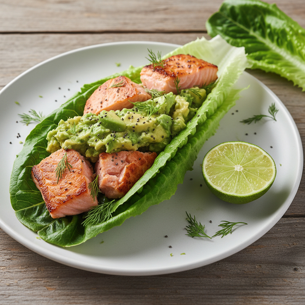 Wraps de Lechuga con Salmón y Aguacate