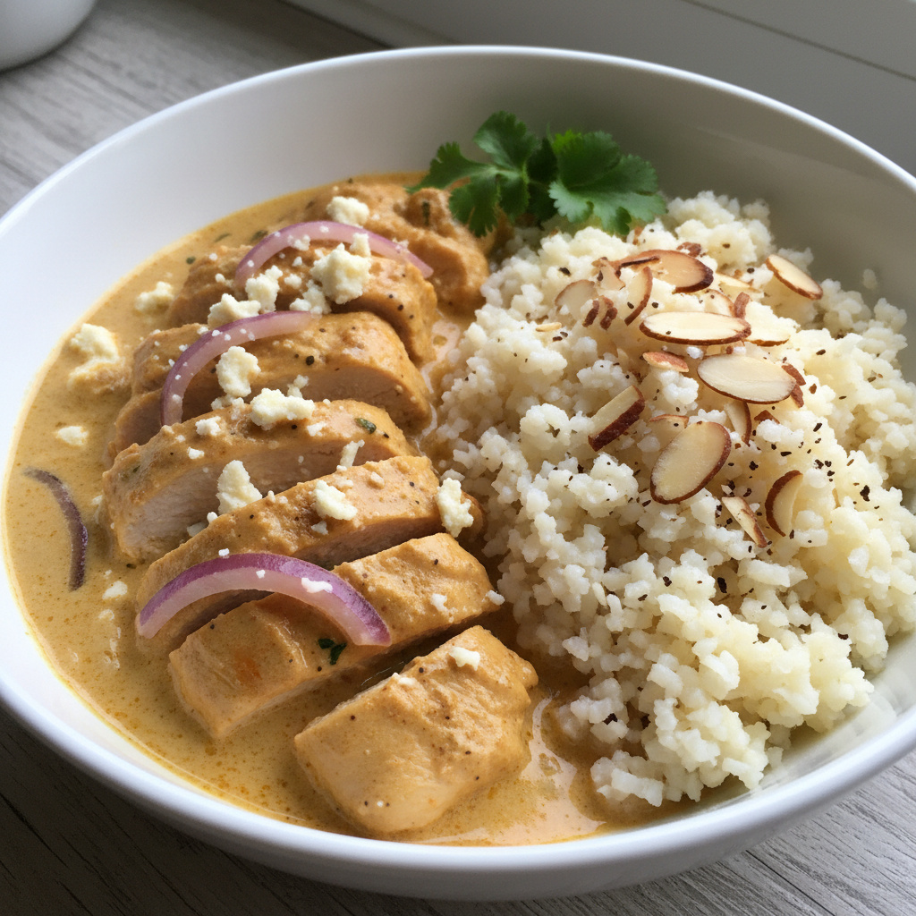 Bowl de Pollo al Curry con Coliflor y Coco