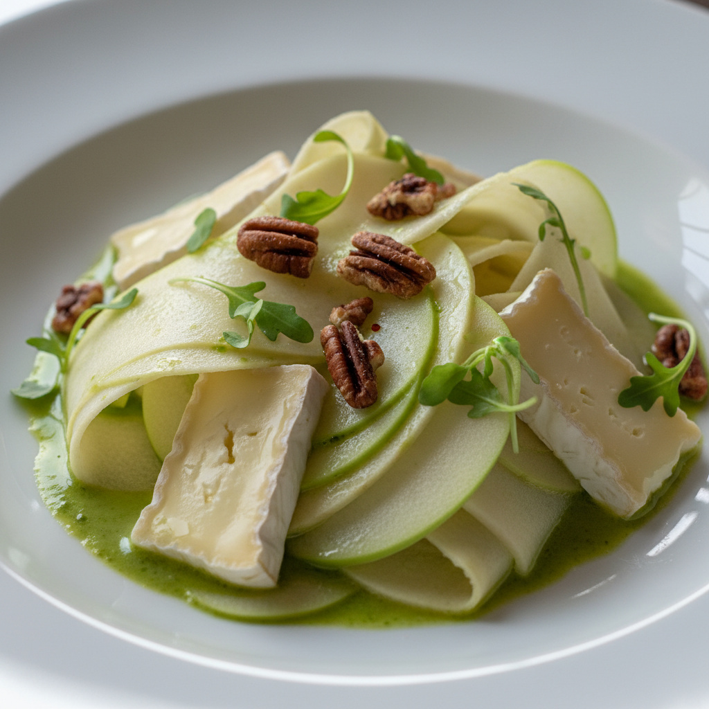 Carpaccio de Chirivía y Manzana Verde con Queso Camembert