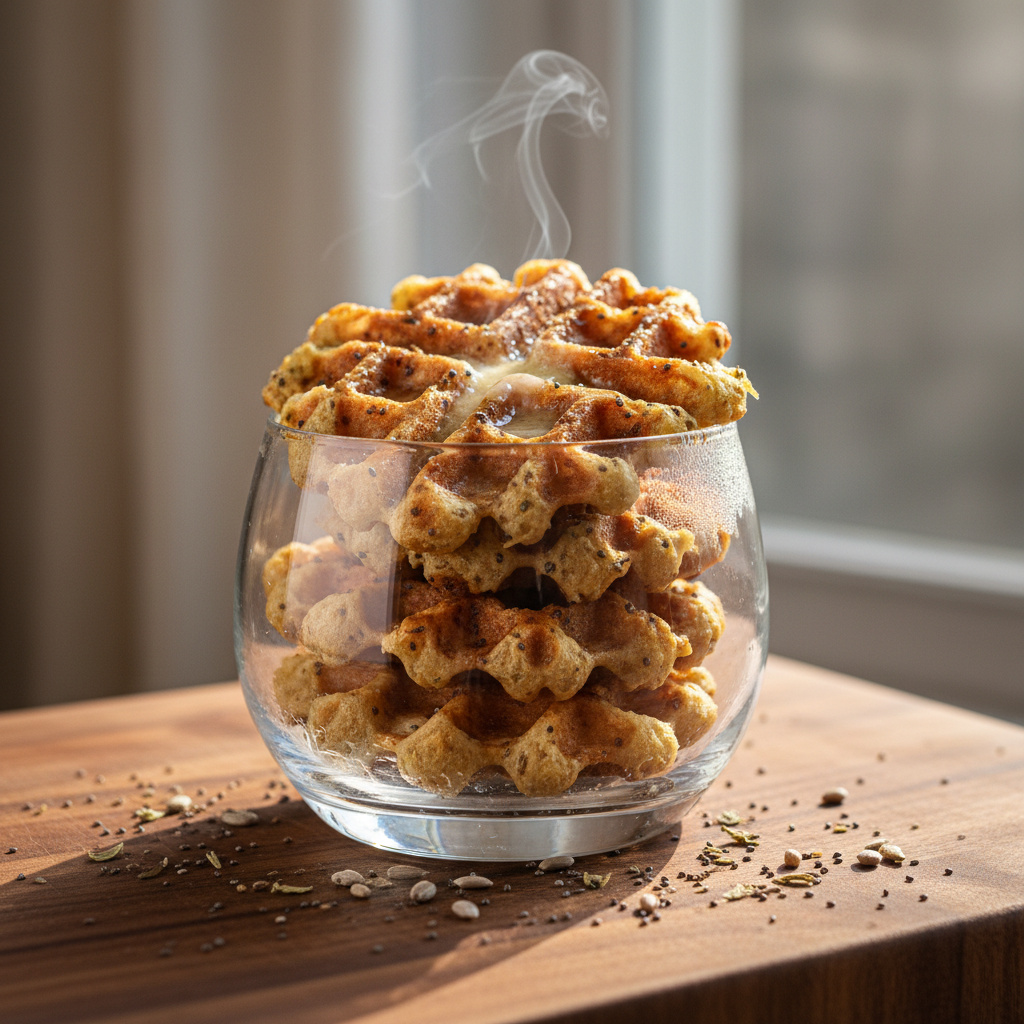Waffles de Queso Parmesano y Hierbas con Semillas