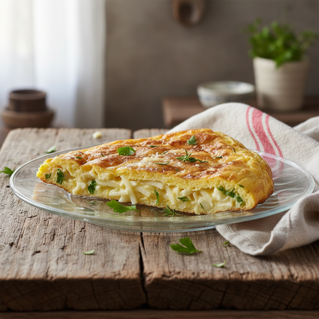 Tortilla de Nabos y Queso Manchego con Hierbas