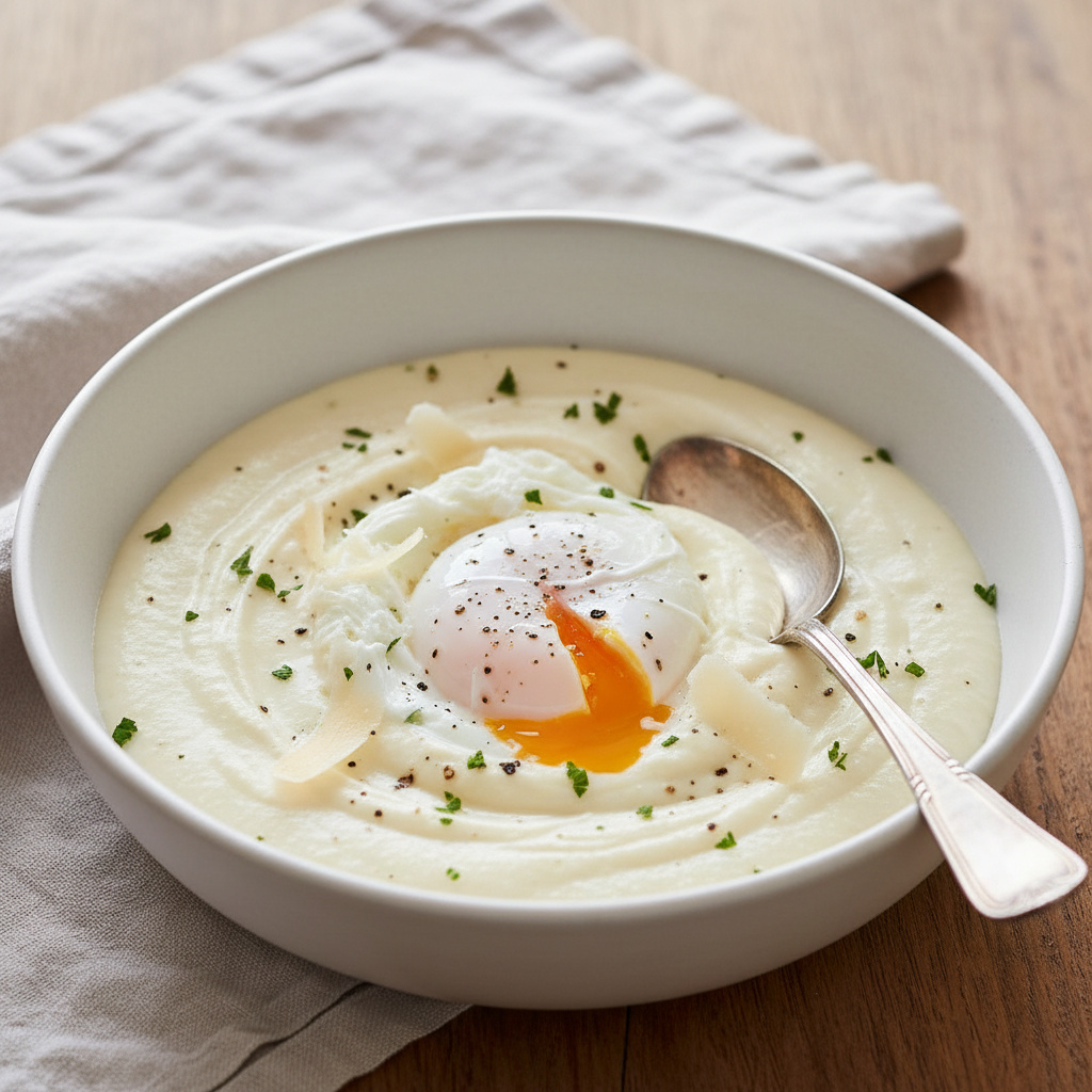 Coulis de Coliflor con Huevo Escalfado
